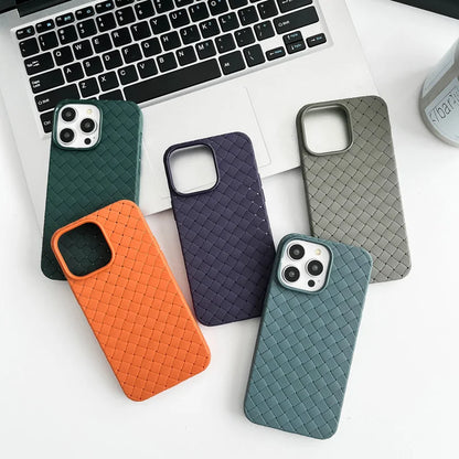 Braided Textured Phone Case for IPhone 17 16E 15 14 12 13 Pro Max Liquid Silicone Knitted Pattern Breathable Cooling Back Cover