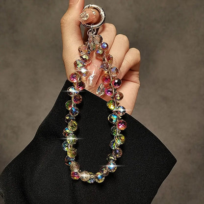 Colorful Mobile Phone Lanyard Chain Stylish Glitter Crystal Bead Pendant Keychain Jewelry Bag Accessories Sparkle Key Chains