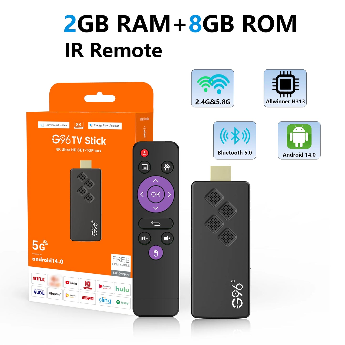 Mortal Android 14 Mini TV Stick Q2 16GB Quad Core Allwinner H313 New Wifi6 BT5.0 Global Streaming Smart TV Box VS Fire TV Stick