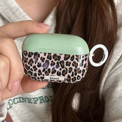 Fashion Contrast Leopard Earphone Case For Airpods 4 Pro 2 Hook Soft Protective Cover For Airpods 3 2 1 3rd Generation Shell