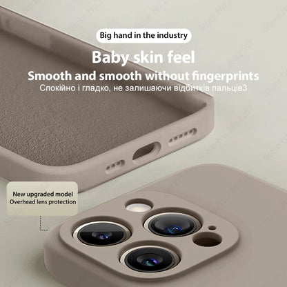 Luxury Liquid Silicone Phone Case For Apple iPhone 16 15 14 13 12 11 Pro Max Soft Case Shockproof Bumper Cover Phone Accessories
