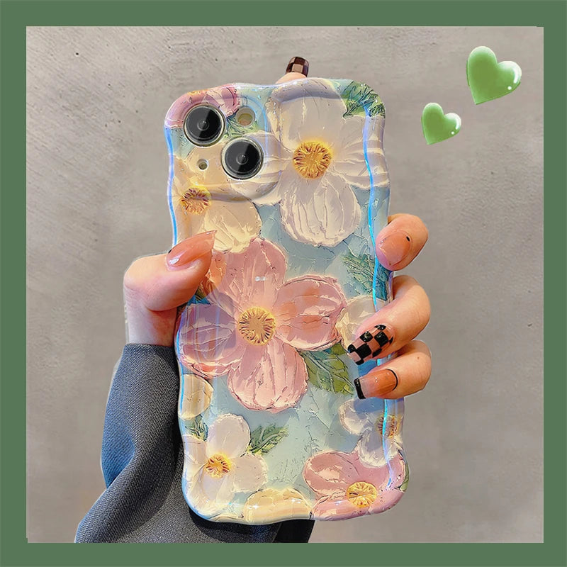 Luxury Laser Flowers Glitter iPhone Case For iPhone 17 Air 16 Pro Max 15 14 13 12 11 Plus Fashion Soft Silicone Shockproof Cover