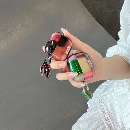 Stylish Maillard Collision Color Irregular Pattern Love Heart Flower Pendant Earphone Case Cover for AirPods 1 or 2 3 4 Pro 2