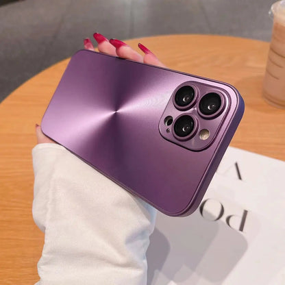 Luxury Laser Aurora CD Texture Matte Phone Case For iPhone 16 15 14 Plus 13 12 11 Pro Max Lens Protection Bumper Armor Cover