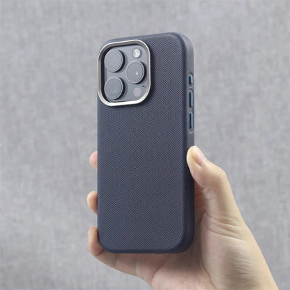 Luxury Alloy Lens Frame Particle PU Leather Magnetic Case For iPhone 17 16 Pro Max 15 14 13 For Magsafe Wireless Charging Cover