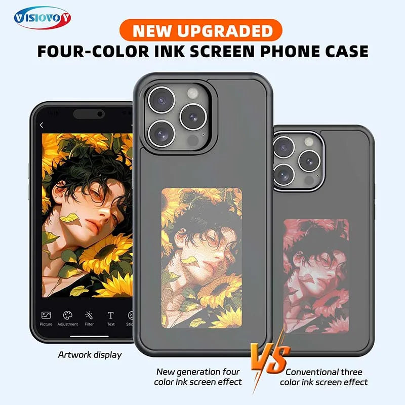 Premium NFC E-Ink Screen Phone Case – Customizable DIY Smart Cover for iPhone 13/14/15/16 Pro