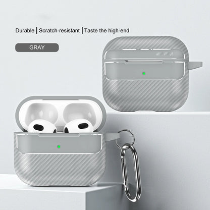 Waterproof Carbon Fiber Texture Silicone Earphone Case With Hook Loop For Apple Airpods Pro 2 Air Pods 3 Shockproof Funda Cover