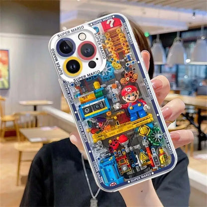 Super Mario Bros Game Case For Iphone 15 Pro Max 16 11 14 13 12 Cover Silicone Funda Transparent