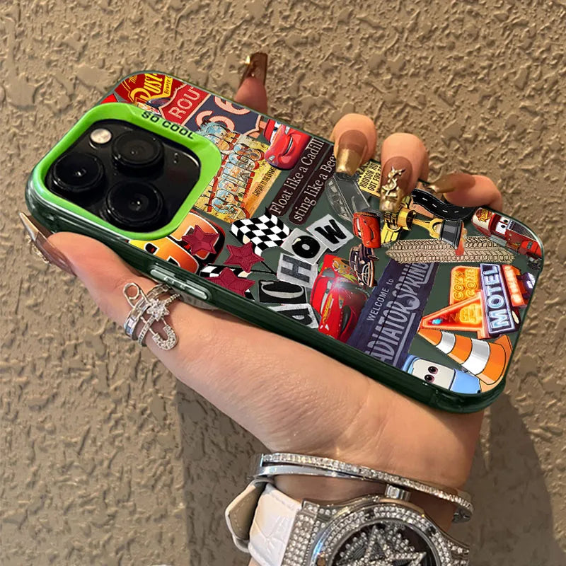 Lightning McQueen 95 Cars Plating Case for iPhone 13 14 16 15 12 11 Pro Max XS X XR 8 7 Plus SE 2020 Shockproof Matte Hard Cover