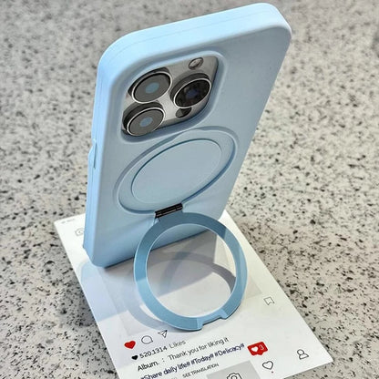 Luxury Liquid Silicone Stand Ring Holder Magsafe Case For iPhone 16 15 14 13 12 11 Pro Max Plus Magnetic Matte Soft Bumper Cover