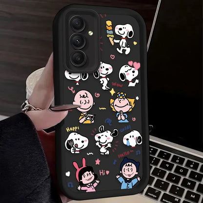 Lovely S-Snoopy Flower Case For Samsung Galaxy S25 S24 Ultra S23 S22 Plus S21 FE A36 A56 A26 A16 A06 A15 A25 A35 A55 5G Cover