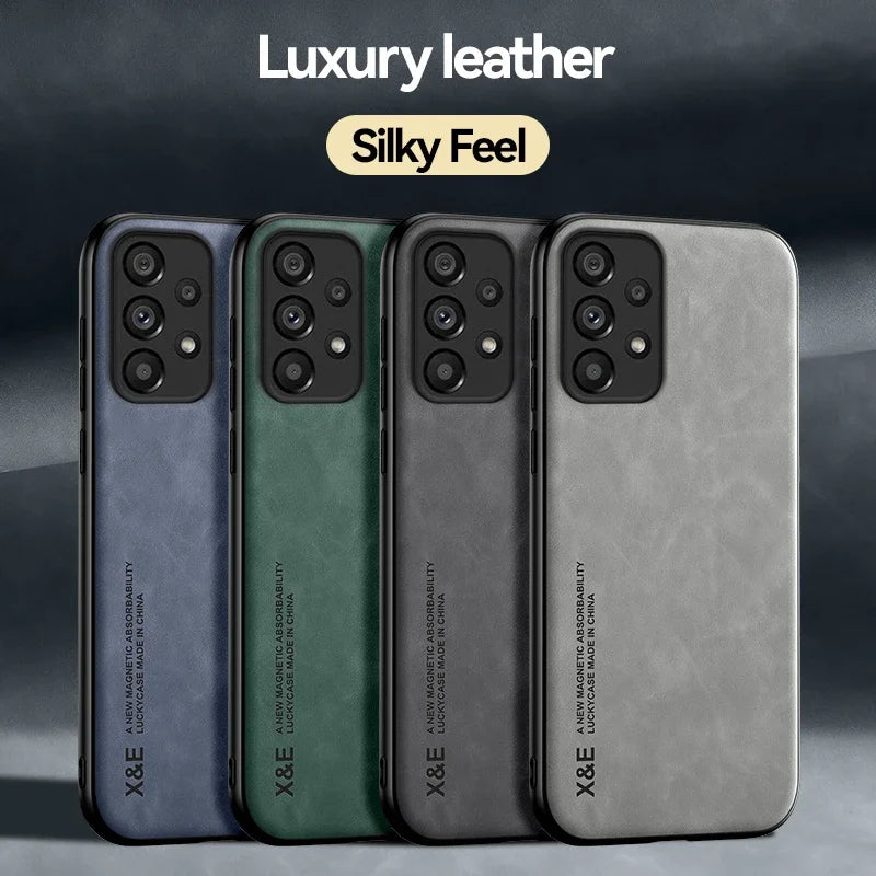 Magnetic Leather Case For Samsung Galaxy S25 S24 A54 A53 5G A52 A55 A56 S23 S22 Ultra S21 S20 FE Plus Cover Support Car Mount