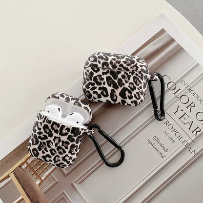 Leopard Print Earphone Case For Airpods Pro 2 Silicone Protective Cover For Apple Airpods 4 1 2 3rd Generation Shell With Hook