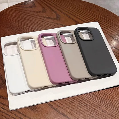 Genuine liquid silicone rugged phone case for iPhone 16 15 14 13 12 11 Pro Max Plus Titanium gray shockproof soft back cover