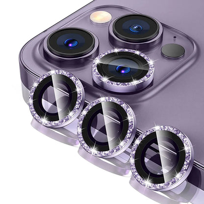 Glitter Camera Lens Protector Cover for iPhone 15 Pro Max 14 Plus 13 Mini 14Pro 15Pro Pink Tempered Glass Protection Accessories