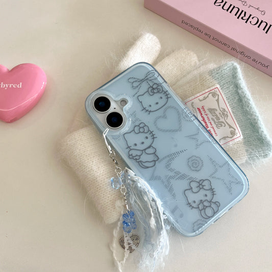 Cat phone case hello kitty With luxury imitation diamonds and glitter for iPhone 16 15 14 13Pro Max bumper Protective Shockproof