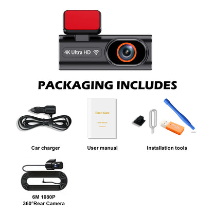 Ultra HD 4K Car Front Dash Cam Mini WIFI DVR Black Box Room With 24H Parking Monitor Night Vision,GPS/Rear View Camera Optional