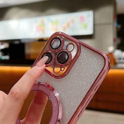 for Magsafe Glitter Mirror Gradient Case for iPhone 15 14 13 11 12 16 17 Pro Max Air Xr Xs 16 Plus Bracket Stand Make Up Cover