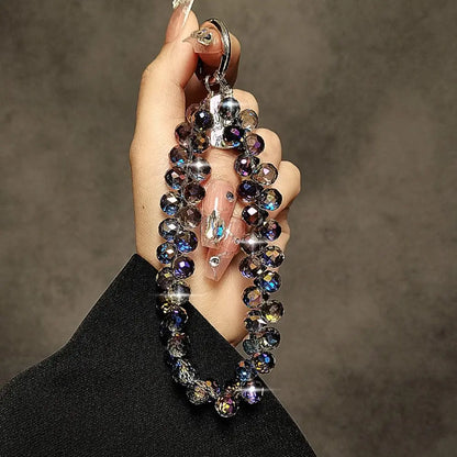 Colorful Mobile Phone Lanyard Chain Stylish Glitter Crystal Bead Pendant Keychain Jewelry Bag Accessories Sparkle Key Chains
