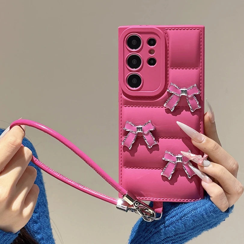 Cute Bowknot Down Jacket Lanyard Phone Case – Mobizzio