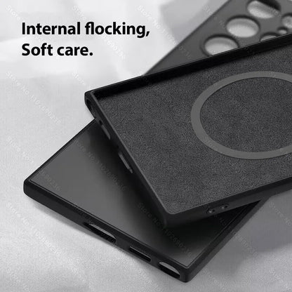 Liquid Silicone Case For Magsafe For Samsung Galaxy S24 S22 S21 S23 S25 Ultra Plus Fe Wireless Charge Magnetic Shockproof Cover
