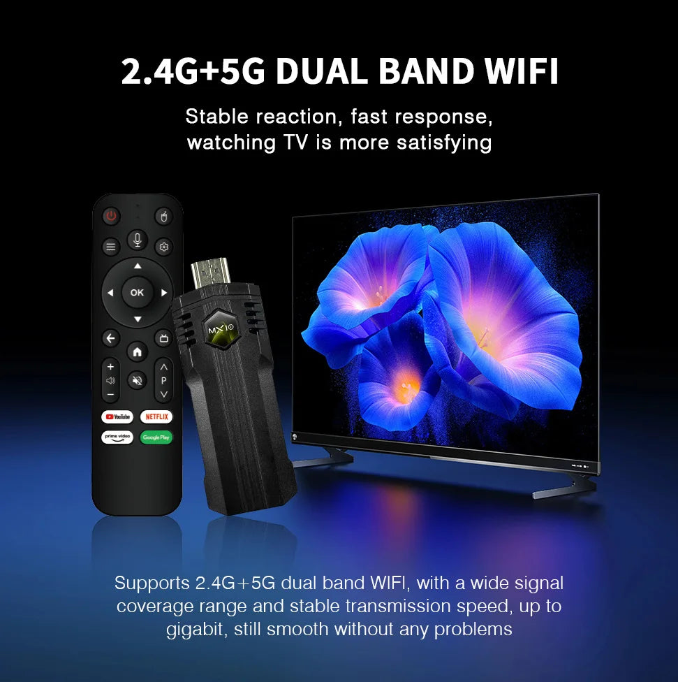 4K Streaming Smart TV Stick MX10 X1 4K Ultra 2GB 16GB WIFI Voice Remote Android 13 TV Sticks Set Top Box Fire Stick