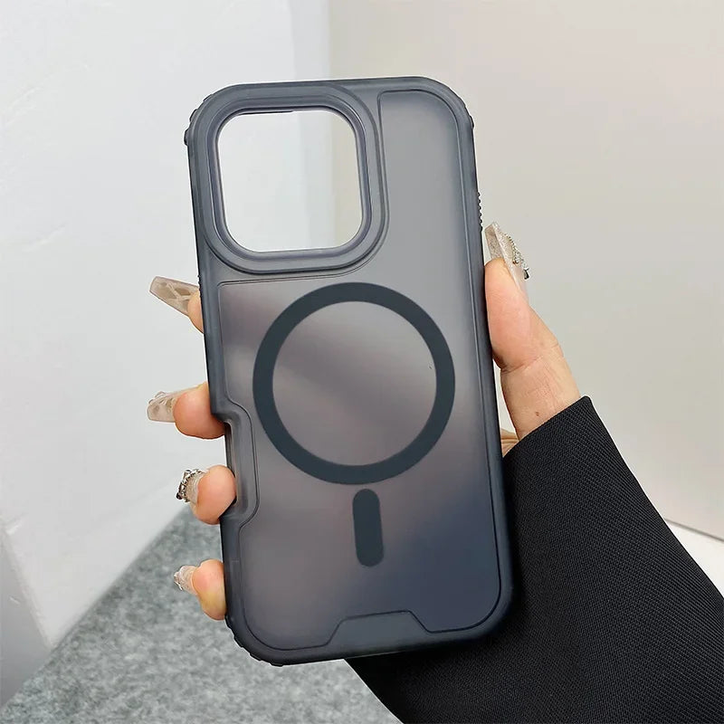Neon Color Bumper Shockproof MagSafe Phone Case For iPhone 16 16pro max 14 15 Pro 13 11 12 Wireless Charging Frosted Armor Cover
