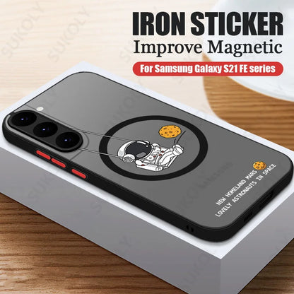 Magnetic For Magsafe Astronaut Case For Samsung Galaxy S23 S22 Ultra S22 Plus S21 S20 FE S24 Ultra Slim Hard PC S25 Edge Cover