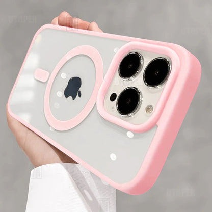 High Quality Anti-fall Acrylic Business Black Case for iPhone 16 15 14 13 12 11 Pro Max Plus Magnetic Magsafe Clear Hard Cover