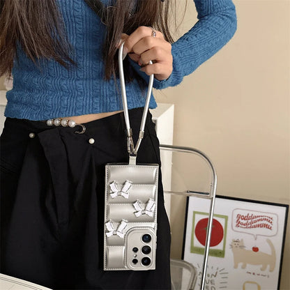 Cute Bowknot Down Jacket Lanyard Phone Case – Mobizzio