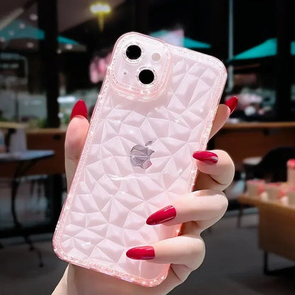 Crystal Glitter Diamond Pattern Soft Phone Case For iPhone 16 15 Pro Max 13 12 11 14 Plus Transparent Shockproof Back Cover