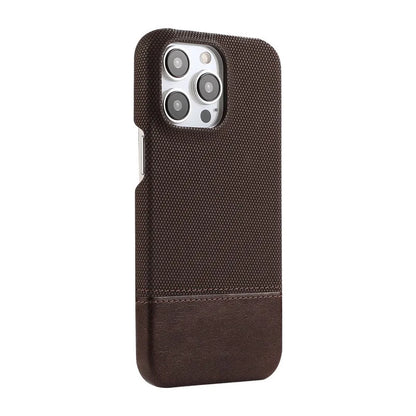 Luxury PU Leather Sew On Nylon Fabric Case For iPhone 16 15 14 13 12 Pro Max Plus Frameless Breathable Non-slip Shockproof Cover