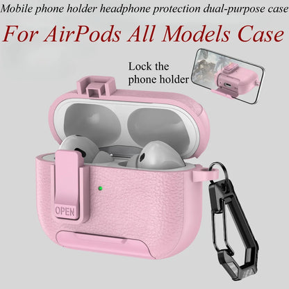 Can be used in mobile phone holders For AirPods 4 Case Shockproof Protective Cover For Airpods Pro 2nd AirPods4 Leather Bracket