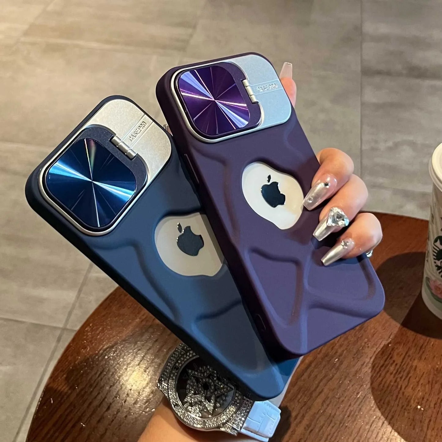 Fashion Logo Hole Magnetic Case for iPhone 17Air 11 12 13 14 15 16 17 Pro Max Plus Lens Protection Stand Magsafe Silicone Cover