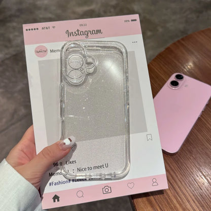 Luxury Glitter Transparent Bling Case For iPhone 17 Air 11 12 13 14 15 16 Pro Max X XR XS 7 8 Plus Shockproof Soft Bumper Cover