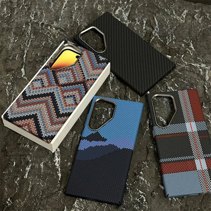 Luxury Carbon Fiber Wireless Charging Magsafe Case for Samsung Galaxy S25 S23 S24 Ultra Plus Alloy Lens Protection Hard Cover