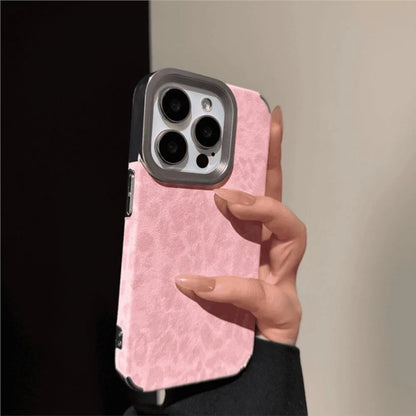 Luxury Cool Leopard Pattern Armor Case For iPhone 16 Pro Max 15 14 Plus 13 12 11 Matte Plating Leather Texture Shockproof Cover