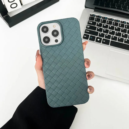 Braided Textured Phone Case for IPhone 17 16E 15 14 12 13 Pro Max Liquid Silicone Knitted Pattern Breathable Cooling Back Cover