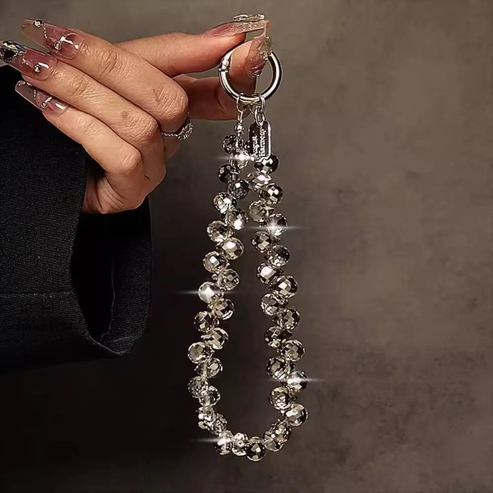 Colorful Mobile Phone Lanyard Chain Stylish Glitter Crystal Bead Pendant Keychain Jewelry Bag Accessories Sparkle Key Chains