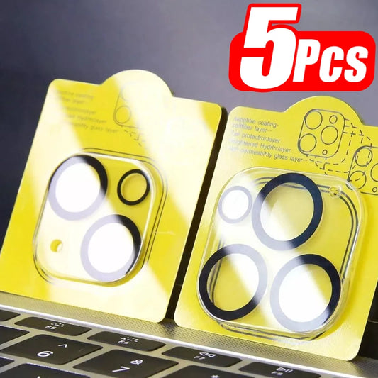 1-5Pcs Tempered Glass for iPhone 17 16 15 14 13 Pro Max Plus Mini Camera Lens Protector Black Circle Protective Lens Film Cover