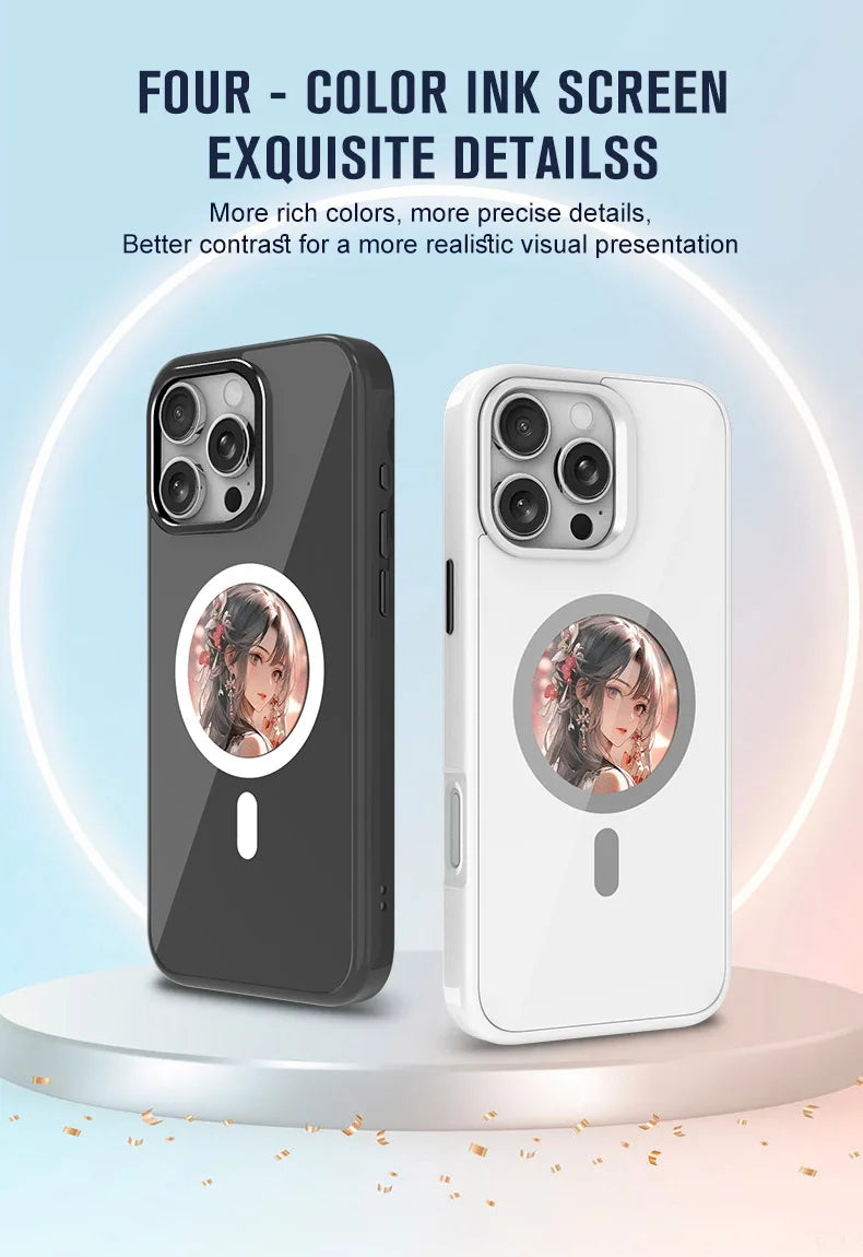 Magnetic NFC Ink Smart Phone Case For iphone 16 15 14 Pro Max DIY Picture Ink Phone Case Screen Phone Cover Four Colors Image