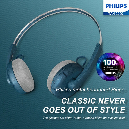 PHILIPS TAH2000 Over-ear Bluetooth Headphones Feature a Simple And Adjustable Design,And The Ear Pads Fit The Ears More Closely