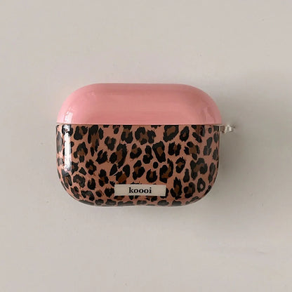 Fashion Contrast Leopard Earphone Case For Airpods 4 Pro 2 Hook Soft Protective Cover For Airpods 3 2 1 3rd Generation Shell