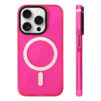 Neon Color Clear Crystal MagSafe Phone Case for iPhone 17 16 15 14 pro max 13 12 Wireless Charging Soft Silicone Bumper Cover