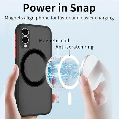 Matte Magnetic Case For Samsung Galaxy S25 Edge S24 Ultra S23+ S22 S21 FE A56 A55 A54 A36 A35 A34 A16 A15 5G Translucent Cover