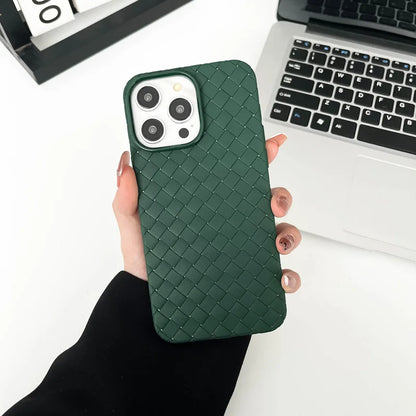 Braided Textured Phone Case for IPhone 17 16E 15 14 12 13 Pro Max Liquid Silicone Knitted Pattern Breathable Cooling Back Cover