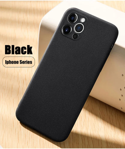 Ultra-Thin Sandstone Matte Case For iPhone 15 14 13 Pro 12 11 Pro Max Mini 16 Plus Slim Soft TPU Shockproof Scrub Back Cover