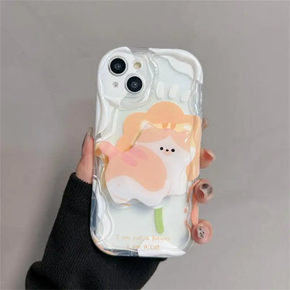 Floral Flower Bracket Case Cover for Samsung Galaxy S24 FE S25 S22 S23 Ultra Plus A56 A55 A35 A54 A15 A16 5G A05S A05 Wavy Shell