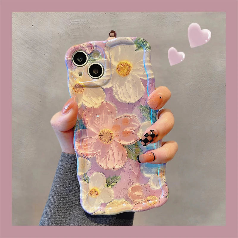 Luxury Laser Flowers Glitter iPhone Case For iPhone 17 Air 16 Pro Max 15 14 13 12 11 Plus Fashion Soft Silicone Shockproof Cover