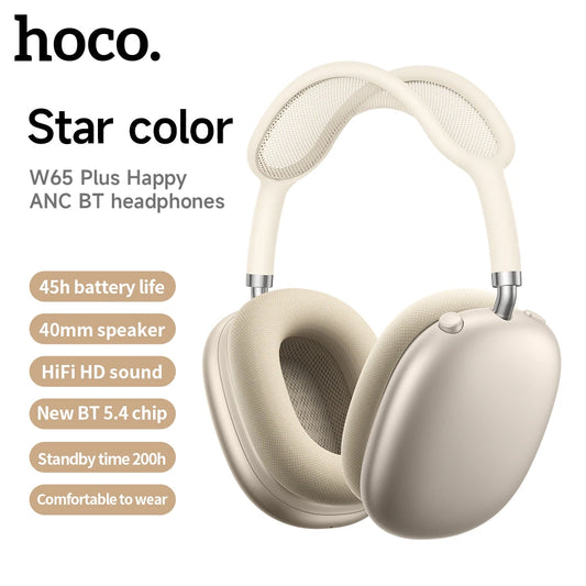 HOCO W65 Plus AirPods Max ANC Noise Reduction Bluetoothe Headphone Over Ear Big Earphones Hifi Headsets With Magnetic Earmuffs